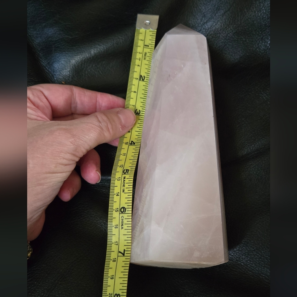 Rose Quartz Natural Crystal 7" Pillar Point - Picture 9 of 9